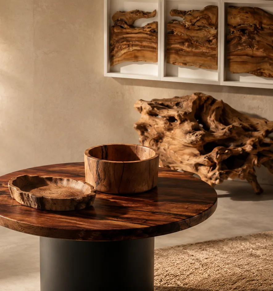 Natural wood and sunlight interior design